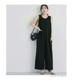 coca エンボス加工 ノースリーブ オールインワン サロペット ブラック L
