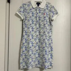 ラルフローレン M(130〜140cm) 花柄 ポロシャツ ワンピース ブルー系