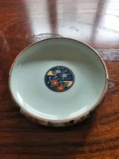 有田焼金彩古伊万里花柄青模様中皿4枚セット