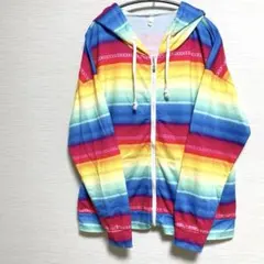 レインボーストライプパーカー XXL 使用感あり