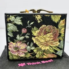 【新品】Think Bee! 二つ折り財布 がま口 花柄 保存袋付きのサムネイル