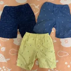 半ズボン3点セット（ネイビー・ブルー・イエロー）　120cm