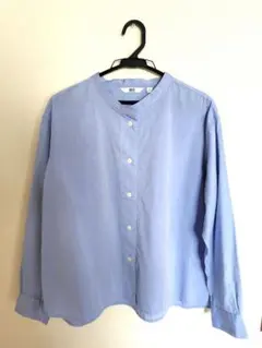 UNIQLO 　スタンドカラー　 コットンシャツ　ライトブルー　Mサイズ