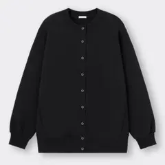 GU ヘビーウェイトスウェット オーバーサイズ カーディガン 黒 M