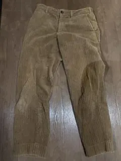 ベージュ コーデュロイ ストレートレッグパンツ