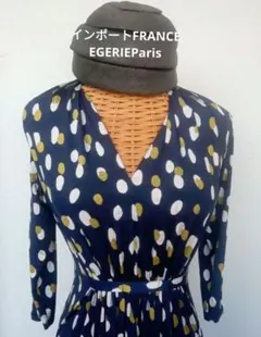 お値下げ！インポート／FRANCE製 EGERIE ネイビードット柄 ワンピース
