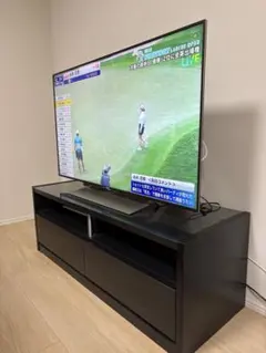 美品 テレビボード 幅120cm ガラス天板 収納付き ブラックのサムネイル