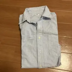 青と白ストライプ ボタンダウン長袖シャツ