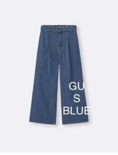 ライトデニムベルテッドワイドパンツ WOMEN S 67BLUE　GU