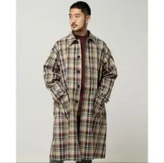 BEAMS ロングコート タータンチェックステンカラーのサムネイル