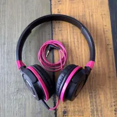 Audio-Technica 有線ヘッドホン ブラック/ピンク　イヤフォンのサムネイル