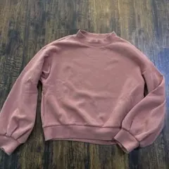 ピンク ハイネック バルーン袖 スウェット