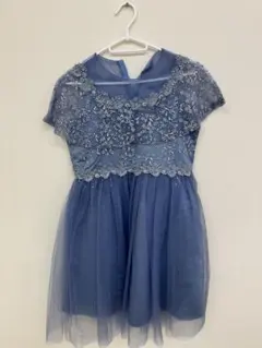 ブルー 刺繍入り フォーマルドレス