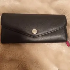 MICHAEL KORS 黒の二つ折り財布 ピンク内装