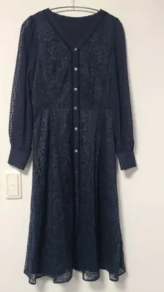 【GRACE CONTINENTAL】レース シャツ ワンピース ネイビー