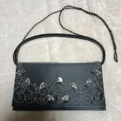 ビーズ刺繍ダークグレーパーティーバッグのサムネイル