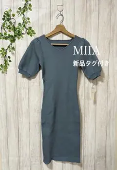 新品タグ付き✨ MIIA ミーア リブニット パフスリーブ ワンピース 半袖のサムネイル