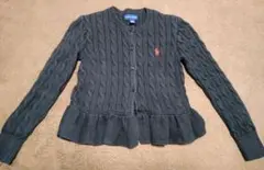 【Ralph Lauren 】ケーブル編みが可愛い黒カーディガン (130㌢)