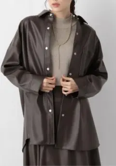 新品　グローバルワーク エコレザー シャツジャケット レディース 2WAY　春