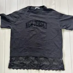 NEW JERSEY ロゴ 裾レース 半袖カットソー ブラックのサムネイル