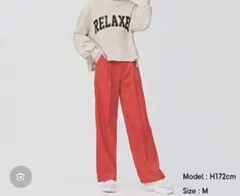 GU ハイウエストストレートスラックス M 赤