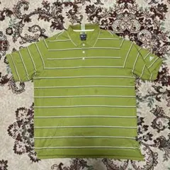 【00s/XL】adidas CLIMALITE マルチボーダー ポロシャツ 緑のサムネイル