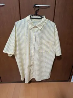 イエローのストライプ 半袖シャツ Mサイズ