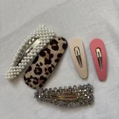 ヘアピン 5個セット パール ヒョウ柄 ビジュー