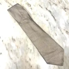 BVLGARI 幾何学模様 ベージュ系 シルクネクタイ中古品