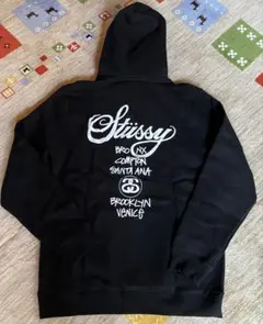 Skull Logo” old stussy プリント パーカー 紺タグ XL - メルカリ