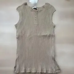 ベージュ リブタンクトップ Lサイズ