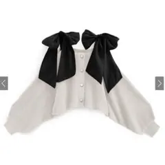 ショルダーリボンオフショルラメニットカーディガン アイボリー gn334 GRL