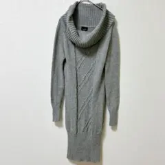 rue21 ニットワンピース オフタートルネック 長袖 ケーブル編み M グレー