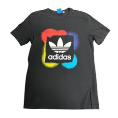adidas プリントTシャツ　半袖　ロゴ　ブラック　古着　8S3