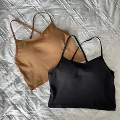 GU クロップド丈　2way キャミソール　ブラフィール　2枚セット　リブ編み