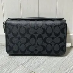 COACH 93425 トラベルオーガナイザー ダブルジップ 長財布 ブラック