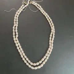 自作用 ベビーパール 2連ロングネックレス 白真珠 ハンドメイド ブレスレット