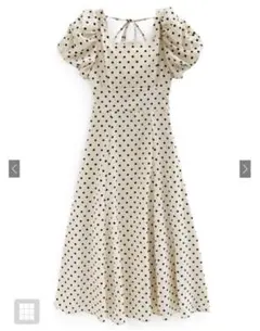 GRL ドット柄バルーンスリーブフレアワンピース