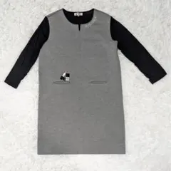 ピッコーネ ロゴラインストーン刺繍ワンピース バイカラー日本製38【M相当】zzのサムネイル