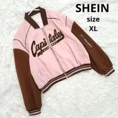 SHEIN/シーイン切り替えドロップショルダースタジャンジップアウターブルゾン