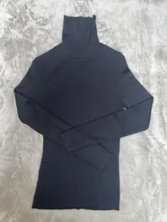 ユニクロ タートルネックニット ダークグレー ネイビーM トップス