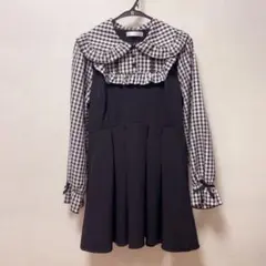 丸襟ジャンスカ重ね着風ワンピース