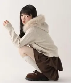 Heather ファーフードニット