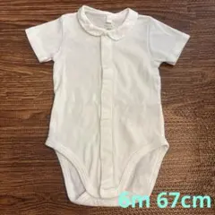 襟付き半袖ホワイトボディスーツ プチバトー