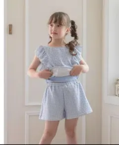 CC送料込み 肩フリルセパレート水着 [SAX] 160cm【M3984】