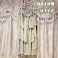 GRL【M】 3層フリル フレア ロング スカート