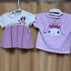 ミニーマウスとマイメロ半袖Tシャツ　2枚セット　90センチのサムネイル