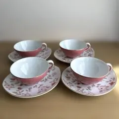 《NARUMI》　花柄ティーカップ＆ソーサー　4客セット