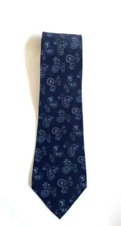 フェラガモ　ネクタイ　イタリア製　ネイビー系ペイズリー