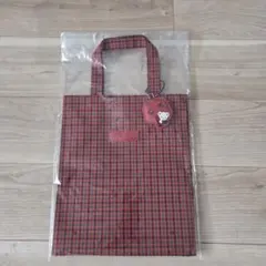 【新品未使用】ファミリア 大 チェック トートバッグ 赤 レッド